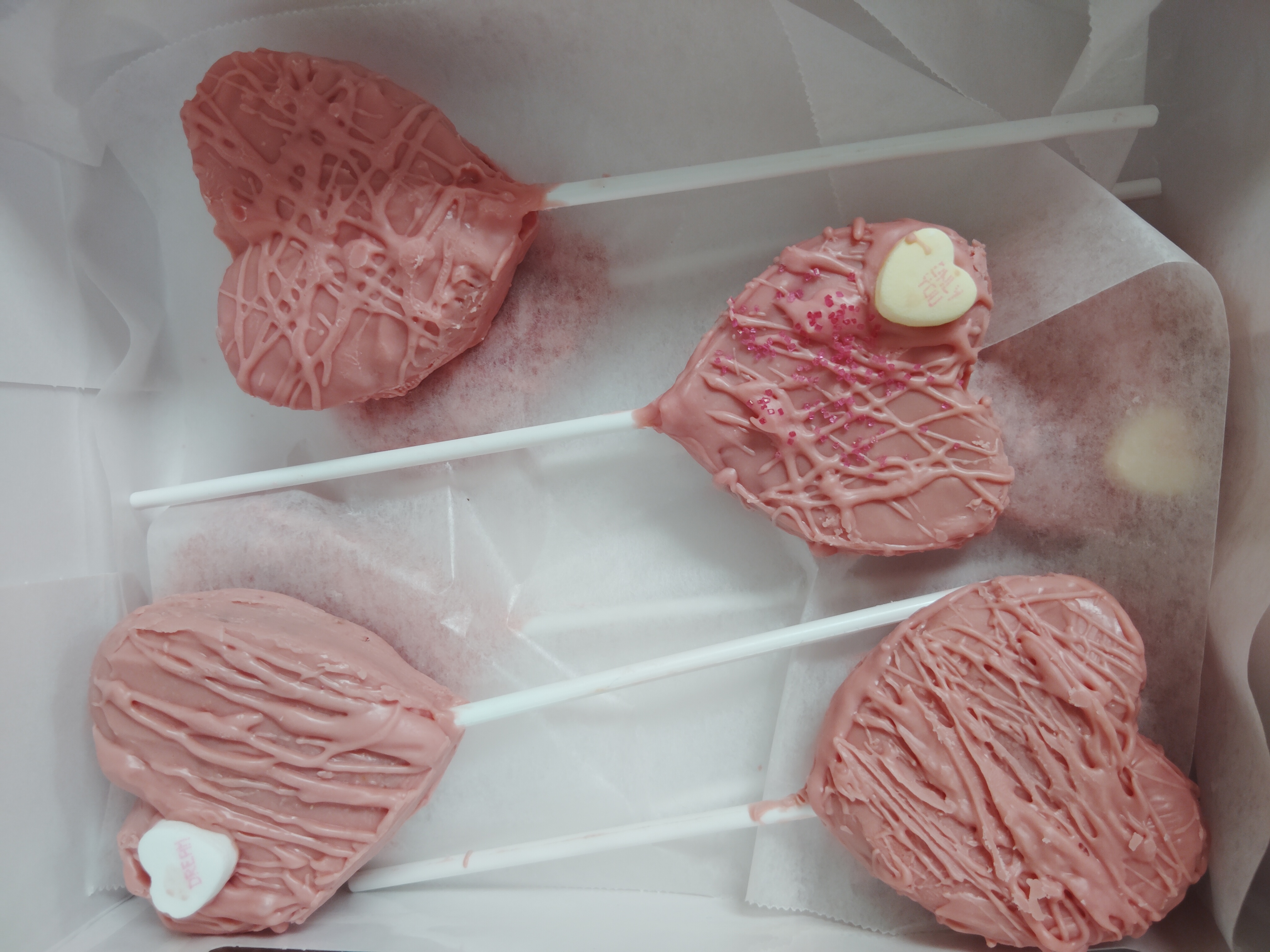 Pink heart cake pops